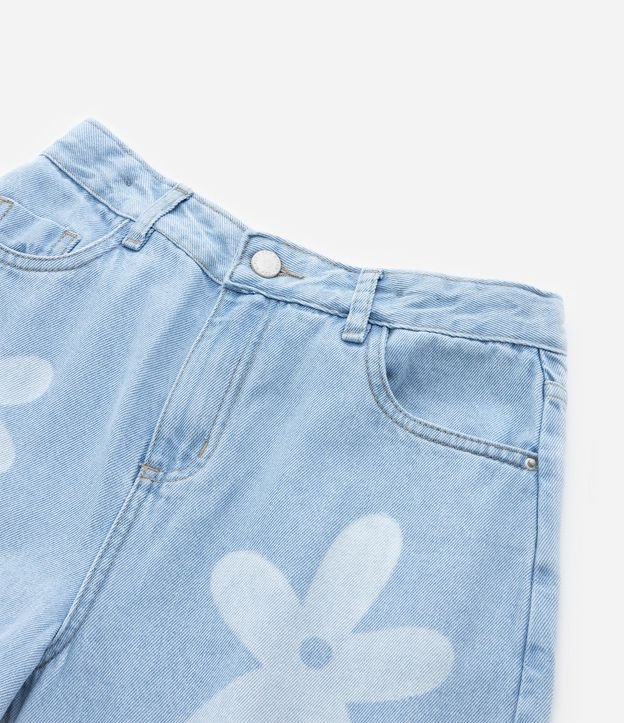 Pantalón Wide Leg Infantil Jeans con Estampa de Flores - Talle 5 a 14 años 6