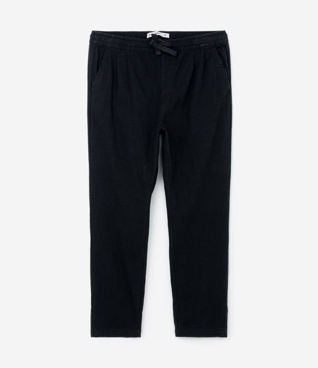 Pantalón con Efecto Lino y Lazo en la Cintura 2