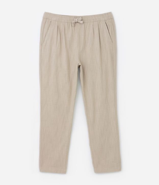 Pantalón con Efecto Lino y Lazo en la Cintura 5