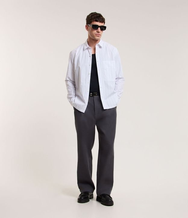 Camisa en Algodón con Rayas y Bolsillo 2