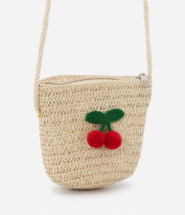Bolso Infantil en Paja con Bordado de Cereza