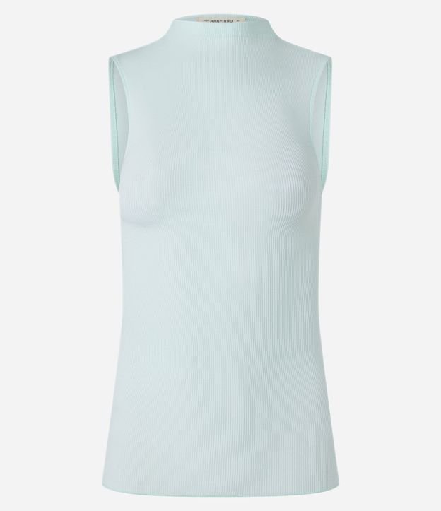 Blusa en Viscosa con Cuello Alto y Textura Acanalada 4