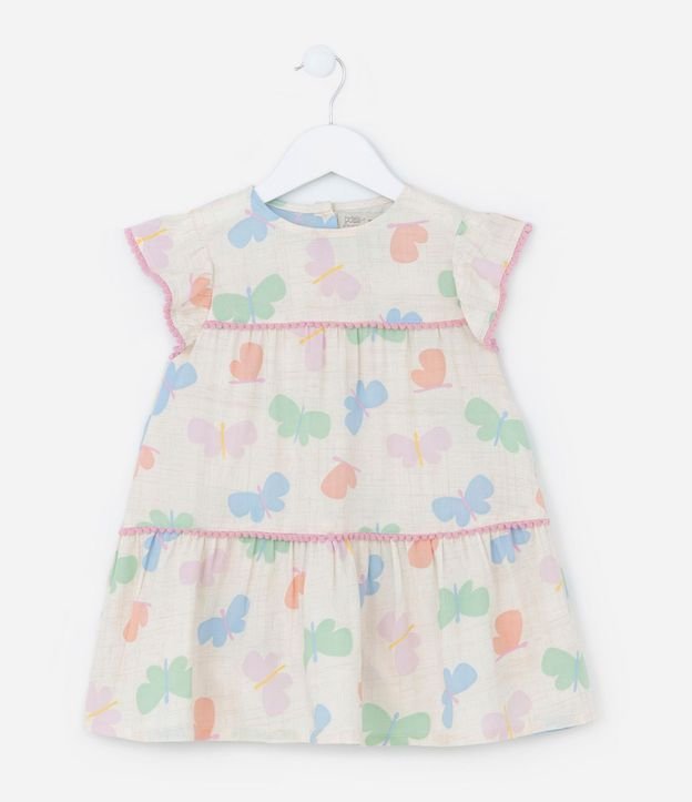 Vestido Marias Infantil con Estampa de Mariposas - Talle 1 A 5 años
