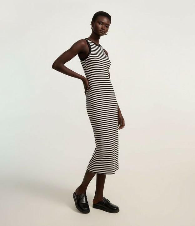 Vestido Midi en Rib Rayada 7