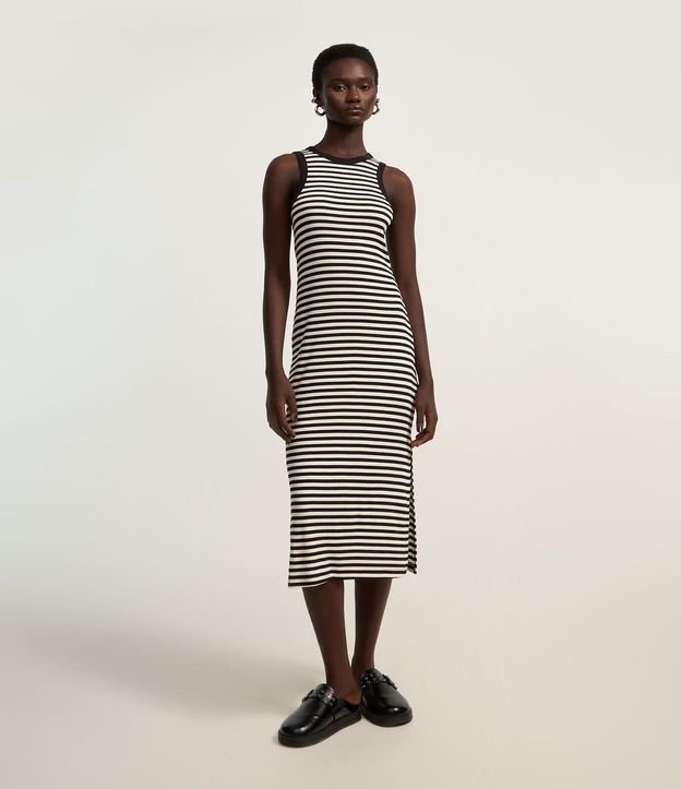Vestido Midi en Rib Rayada 4