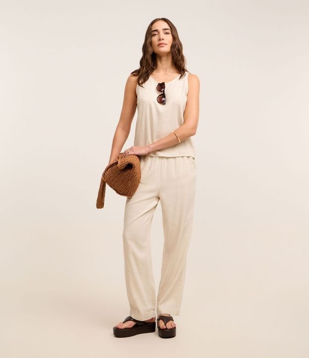Blusa Musculosa en Sarga con Efecto Lino 2