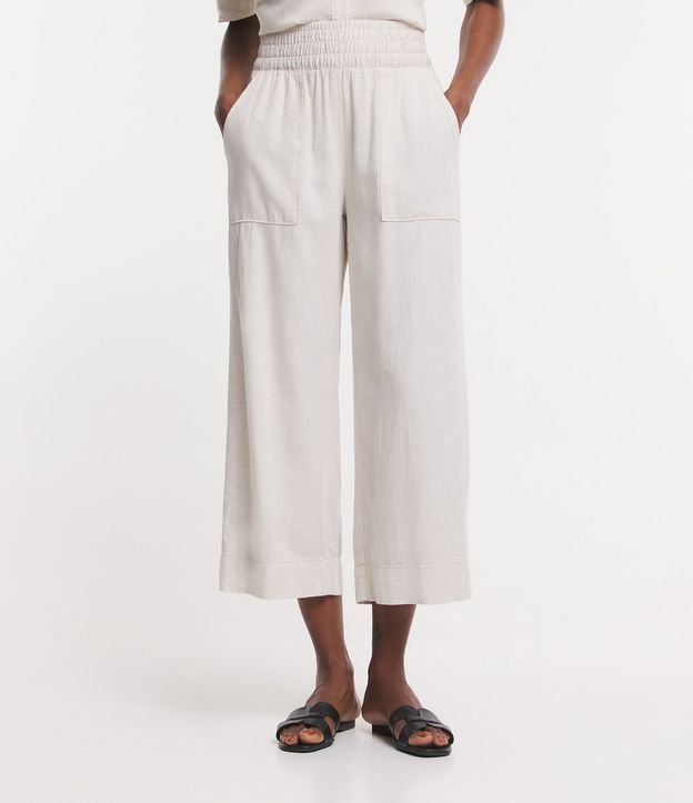 Pantalón Pantacourt en Sarga con Efecto Lino 2