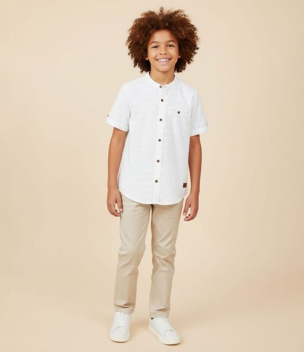 Camisa Infantil Texturizada con Pequeño Bolsillo - Talle 5 a 14 años