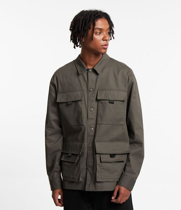 Campera Parka en Sarga con Bolsos Táticos 6