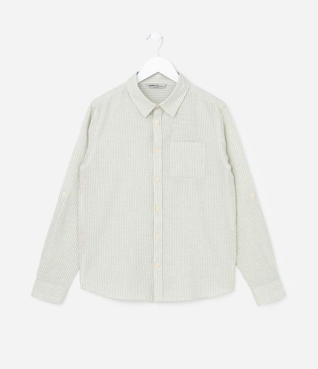 Camisa Infantil con Lino Rayada - Talle 5 a 14 años