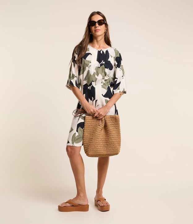 Vestido en Viscosa con Estampa follaje