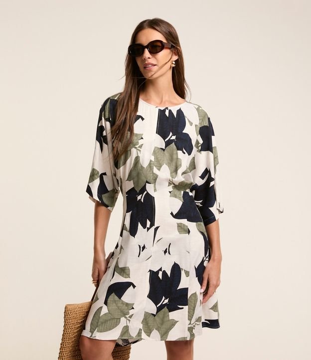 Vestido en Viscosa con Estampa follaje 2