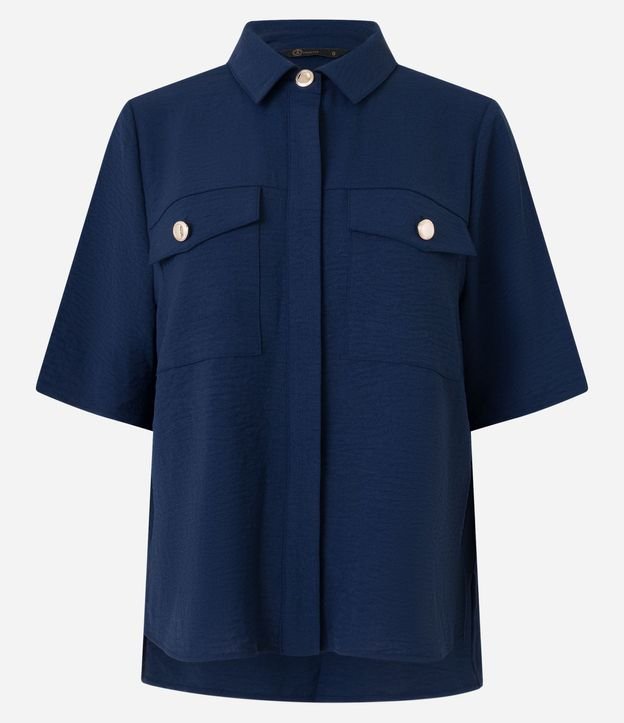 Camisa Airflow con Botones Metalizados y Bolsillos Delanteros