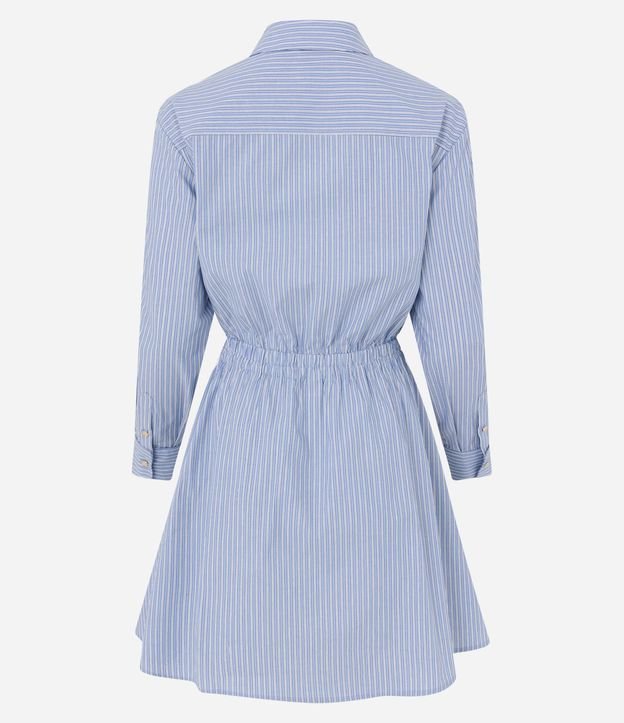 Vestido Chemise en Tricolina con Abotonado Delantero y Estampa a Rayas 6