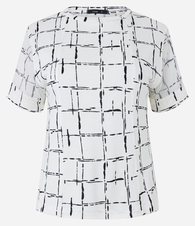 Blusa en Viscosa con Detalle de Tule en la Manga y Estampado Geométrico 7