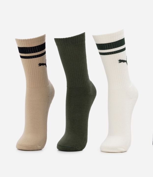 Kit 03 Medias Caña Larga Deportivas en Algodón Puma