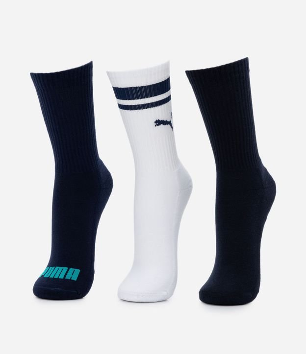 Kit 03 Medias Caña Larga Deportivas en Algodón Puma