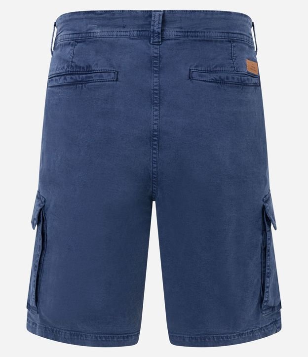 Bermuda Cargo en Sarga Lavada con Elastano y Detalles de Cordón 12