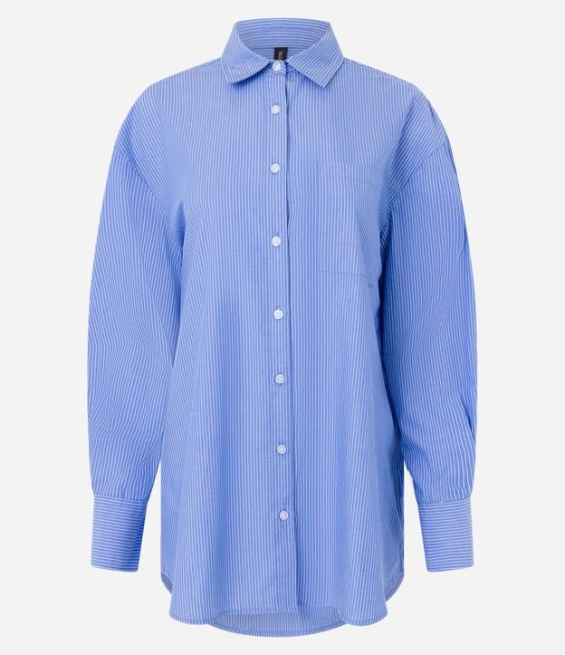 Camisa Alargada en Tricolina con Rayas 6
