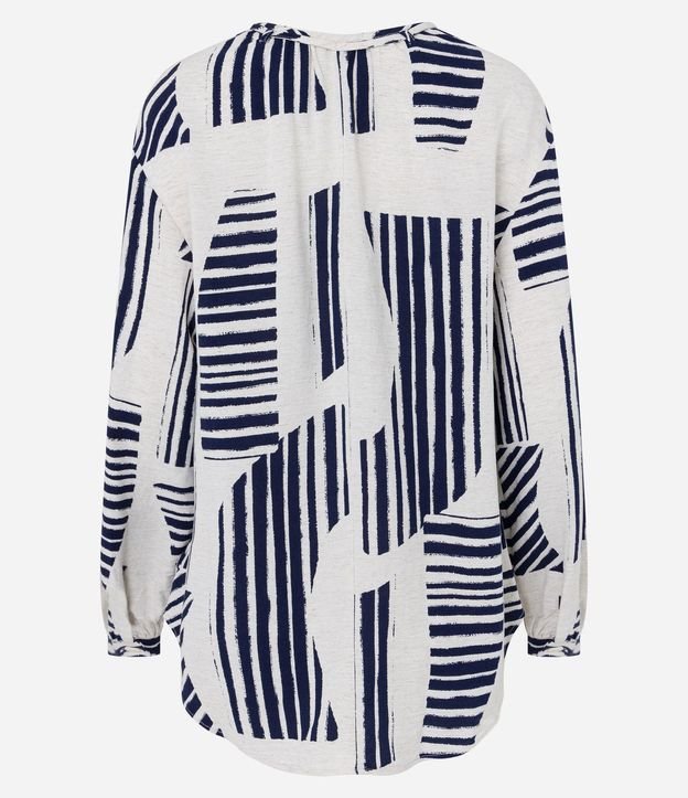 Camisa Amplia en Viscolino con Manga Abullonada y Estampa 6