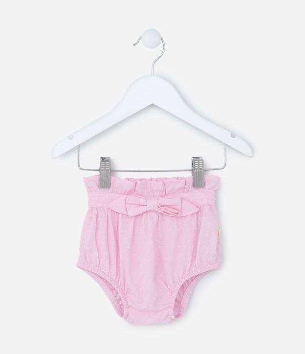 Short Infantil Cobre Fralda con Volado y Lazo -Talle 3 a 18 meses
