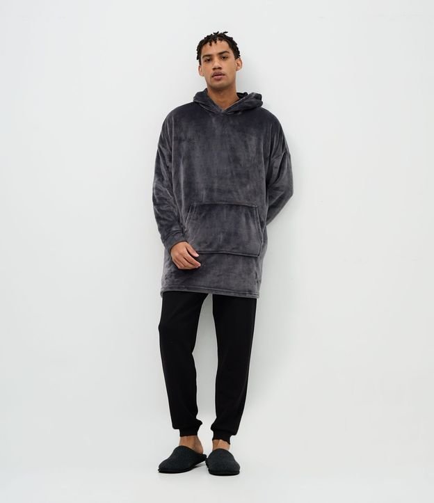 Pijama Buzo Oversized en Fleece con Capucha y Bolsillo Canguro 3