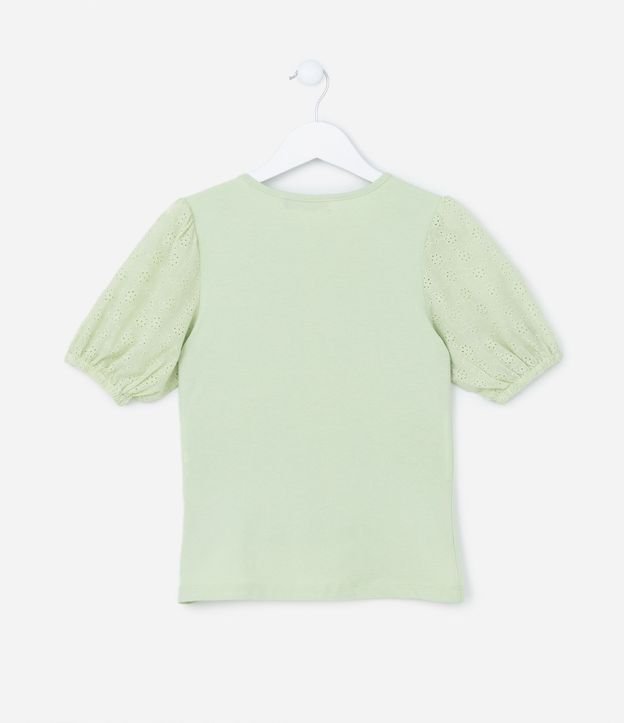 Blusa Infantil con Manga Abullonada en Broderie - Talle 5 a 14 años 2