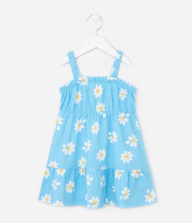 Vestido Infantil con Estampa de Margaritas y Volado - Talle 1 a 5 años