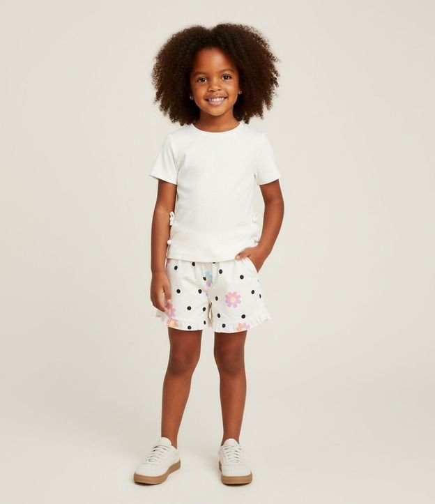 Short Infantil con Volado y Estampa de Flores - Talle 1 a 5 años