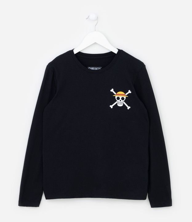 Remera Infantil Manga larga con Estampa Sombreros de Paja One Piece - Talle 5 a 14 años