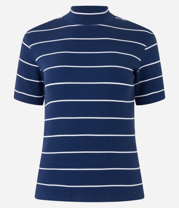 Blusa en Rib con Cuello Mediano y Estampa Rayada 5