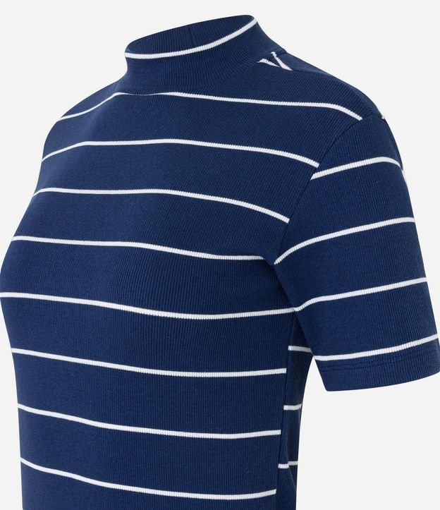 Blusa en Rib con Cuello Mediano y Estampa Rayada 7
