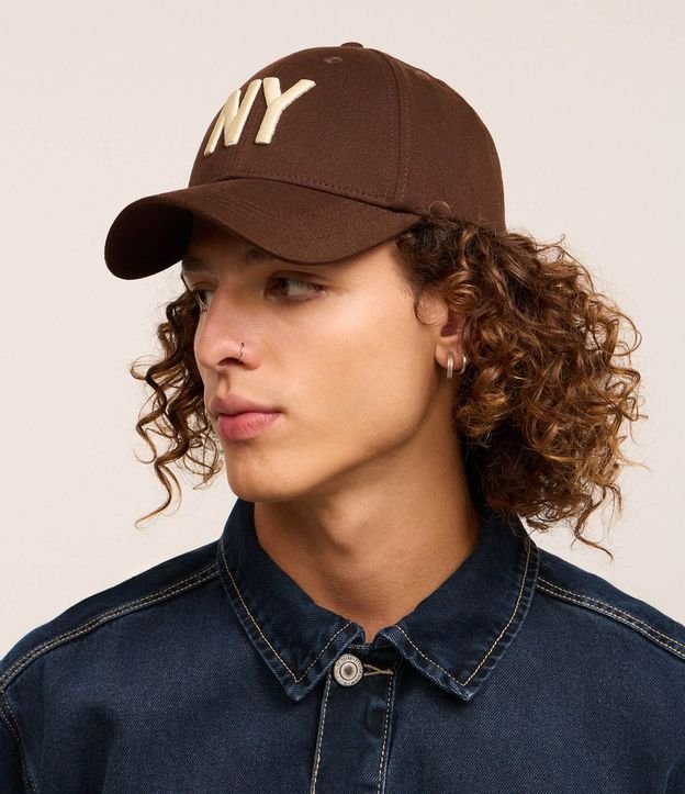 Gorra Ala Curva de Algodón Bordado New York 2