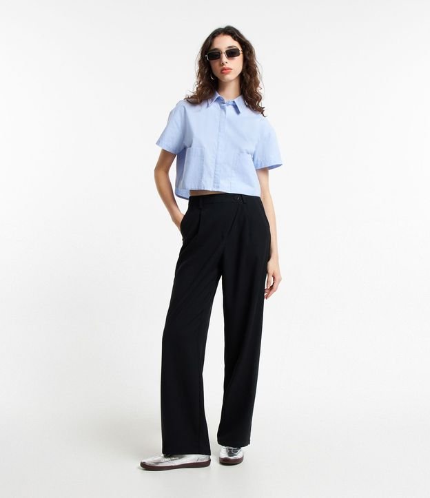 Pantalón Recto Sastrería con Cintura Asimétrica
