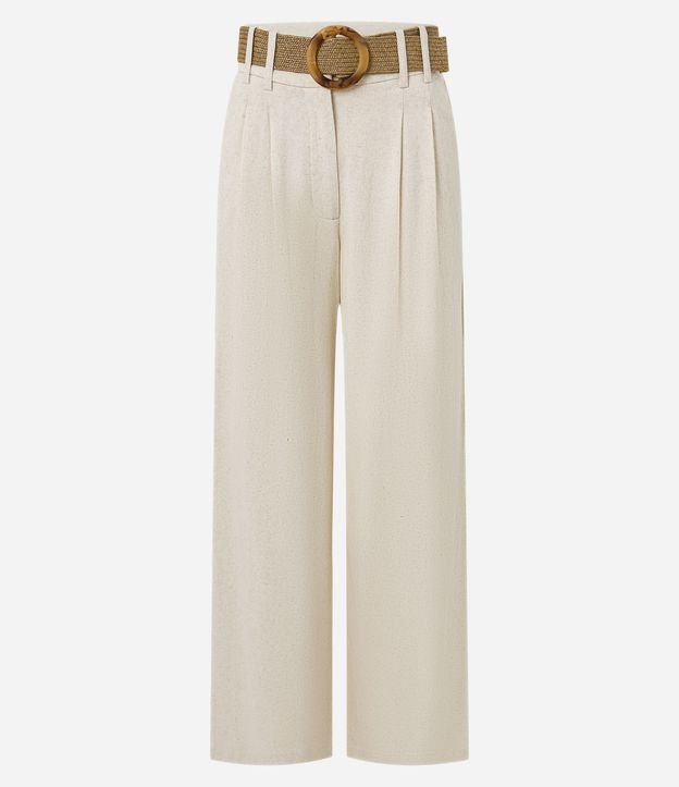 Pantalón Wide Leg en Viscolino con Tiro Alto y Pliegues 6