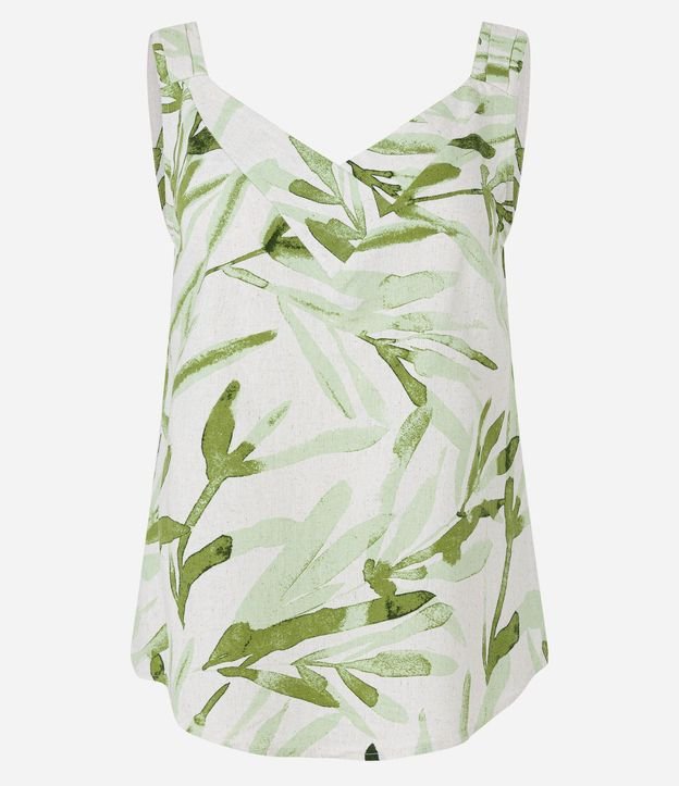 Blusa sin Manga en Viscolino Estampado de Follajes 5
