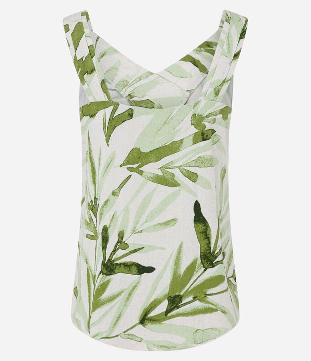 Blusa sin Manga en Viscolino Estampado de Follajes 6