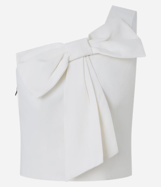 Blusa hombro Único en Crepé con Detalle de Lazo