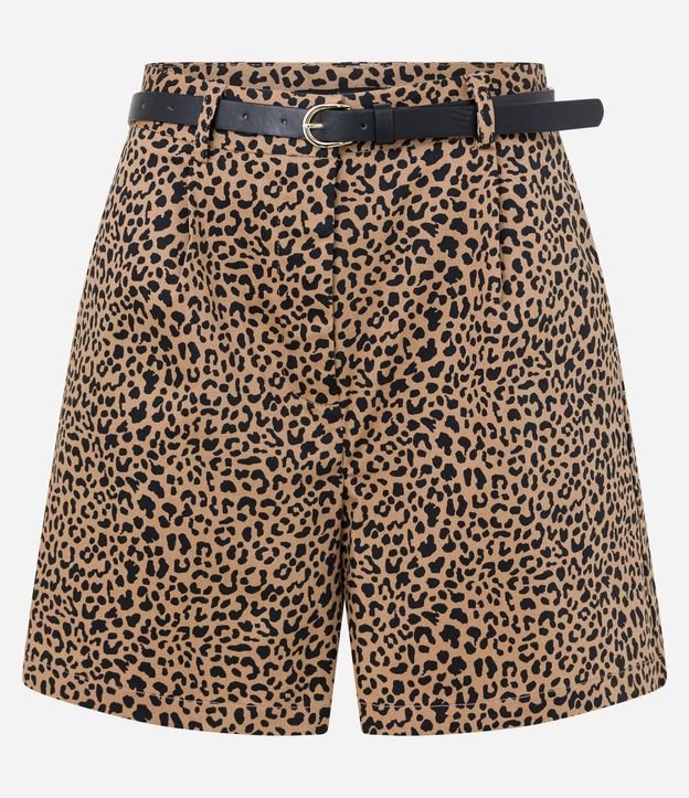Short Alfaiatado con Cinturón Estrecho y Estampa de Leopardo 5