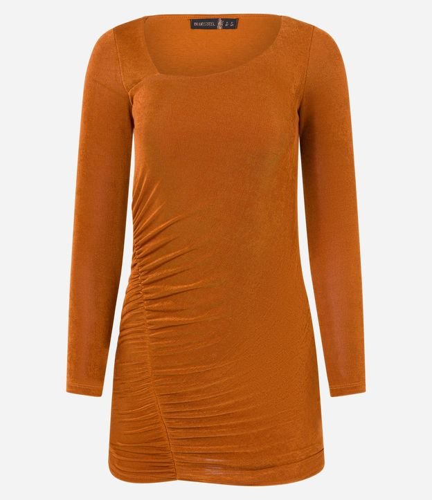 Vestido Corto con Escote Asimétrico y Fruncido
