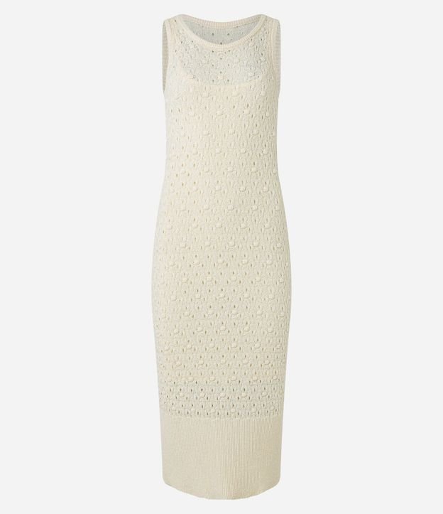 Vestido Reto Midi Sin Manga en Punto Texturizado 9