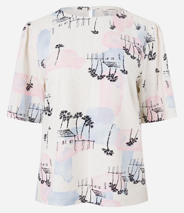 Blusa en Viscolino con Estampa Paisaje