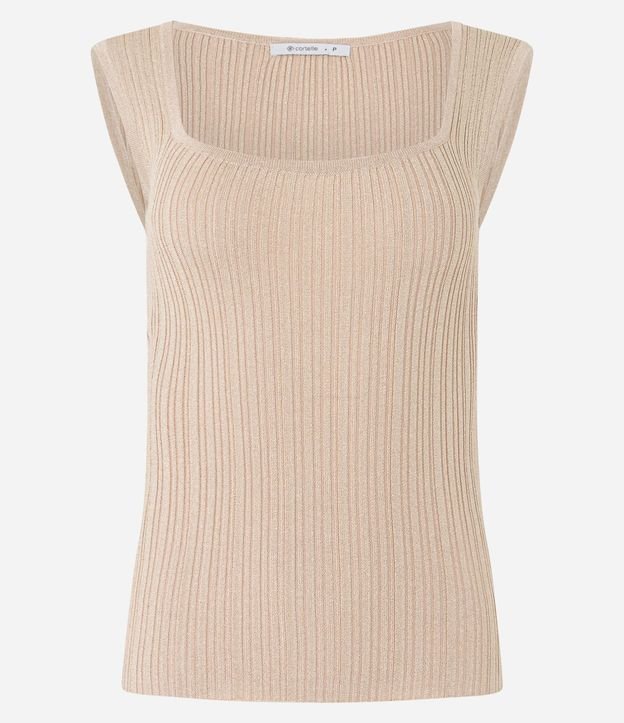 Blusa sin Manga en Viscosa con Efecto Metalizado y Escote Cuadrado 5