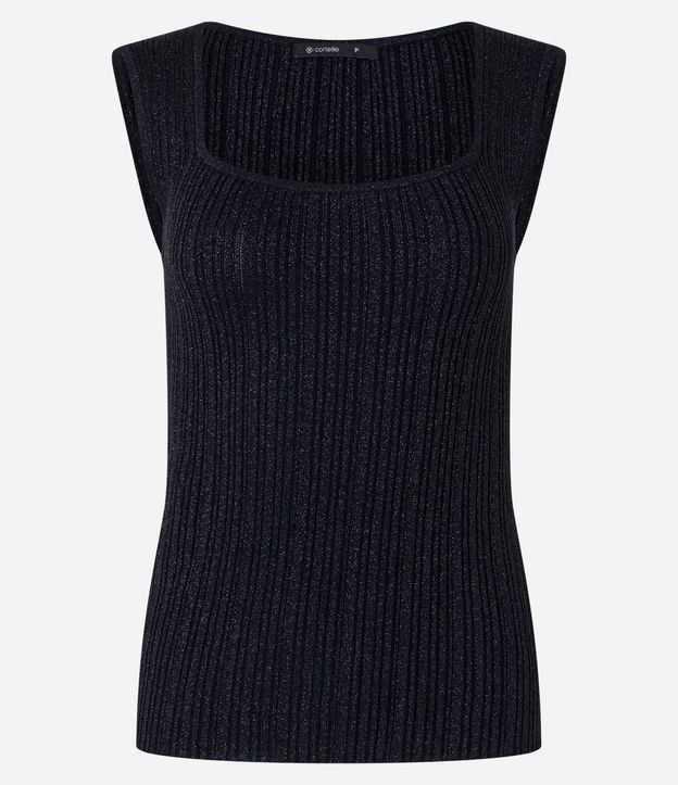 Blusa sin Manga en Viscosa con Efecto Metalizado y Escote Cuadrado 6