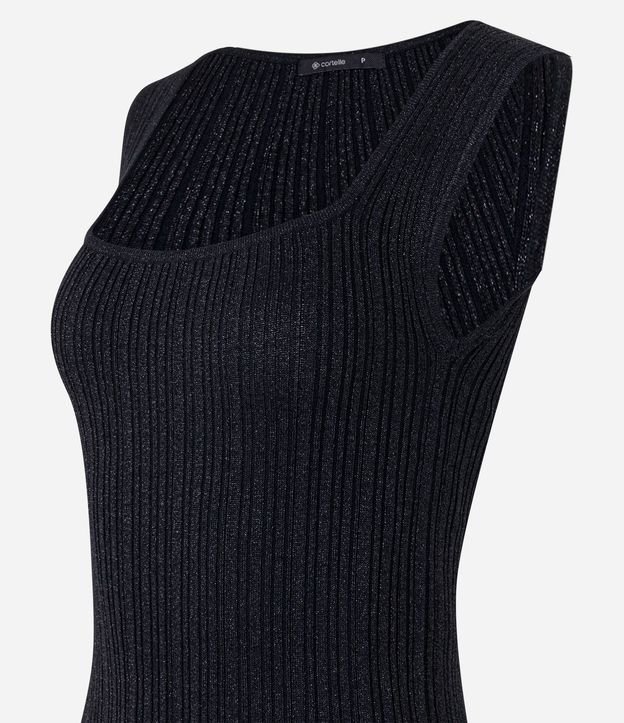 Blusa sin Manga en Viscosa con Efecto Metalizado y Escote Cuadrado 7