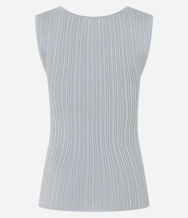 Blusa sin Manga en Viscosa con Efecto Metalizado y Escote Cuadrado 7