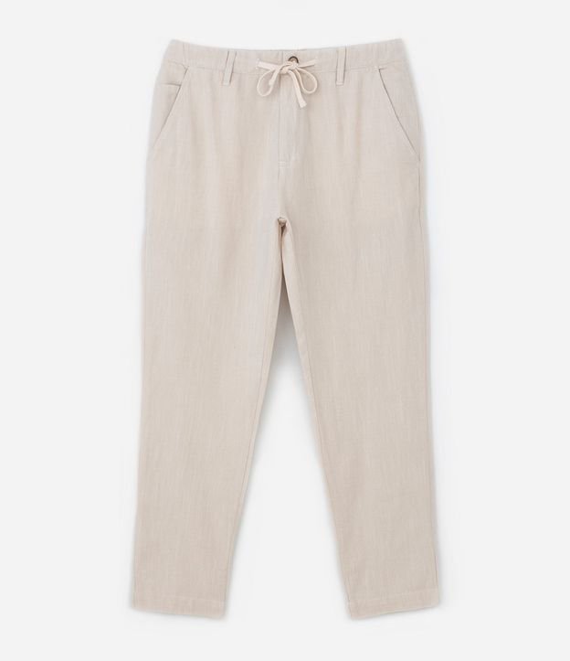 Pantalón Relaxed en Oxford de Algodón con Lazo en la Cintura 4