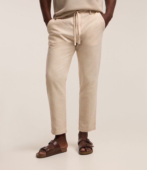 Pantalón Relaxed en Oxford de Algodón con Lazo en la Cintura 3