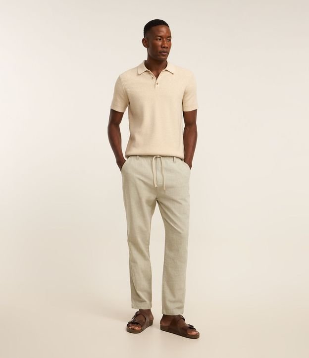 Pantalón Relaxed en Oxford de Algodón con Lazo en la Cintura 3