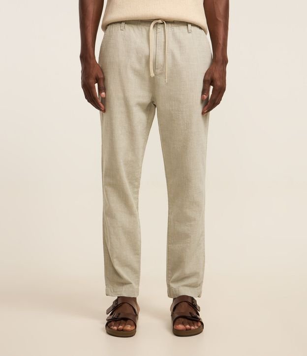 Pantalón Relaxed en Oxford de Algodón con Lazo en la Cintura 4